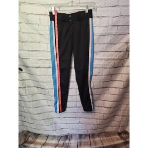 Boys Baseball Pants Black with Blue and White Stripe Down Leg